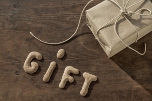 Present, gift, parcel with the word "GIFT"