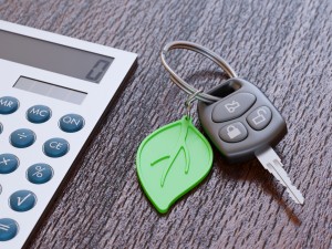 Car loan calculation concept with car keys